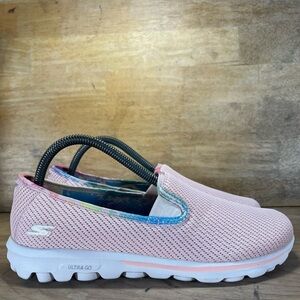 Skechers Goga Mat Ultra Go Womens Sz 9 Slip On Shoes Sneakers Light Pink 124788